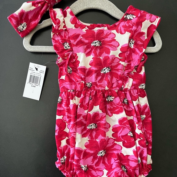 Jessica Simpson Baby Romper with Matching Head Band - Size 6/9 M -BNWT - Picture 2 of 2